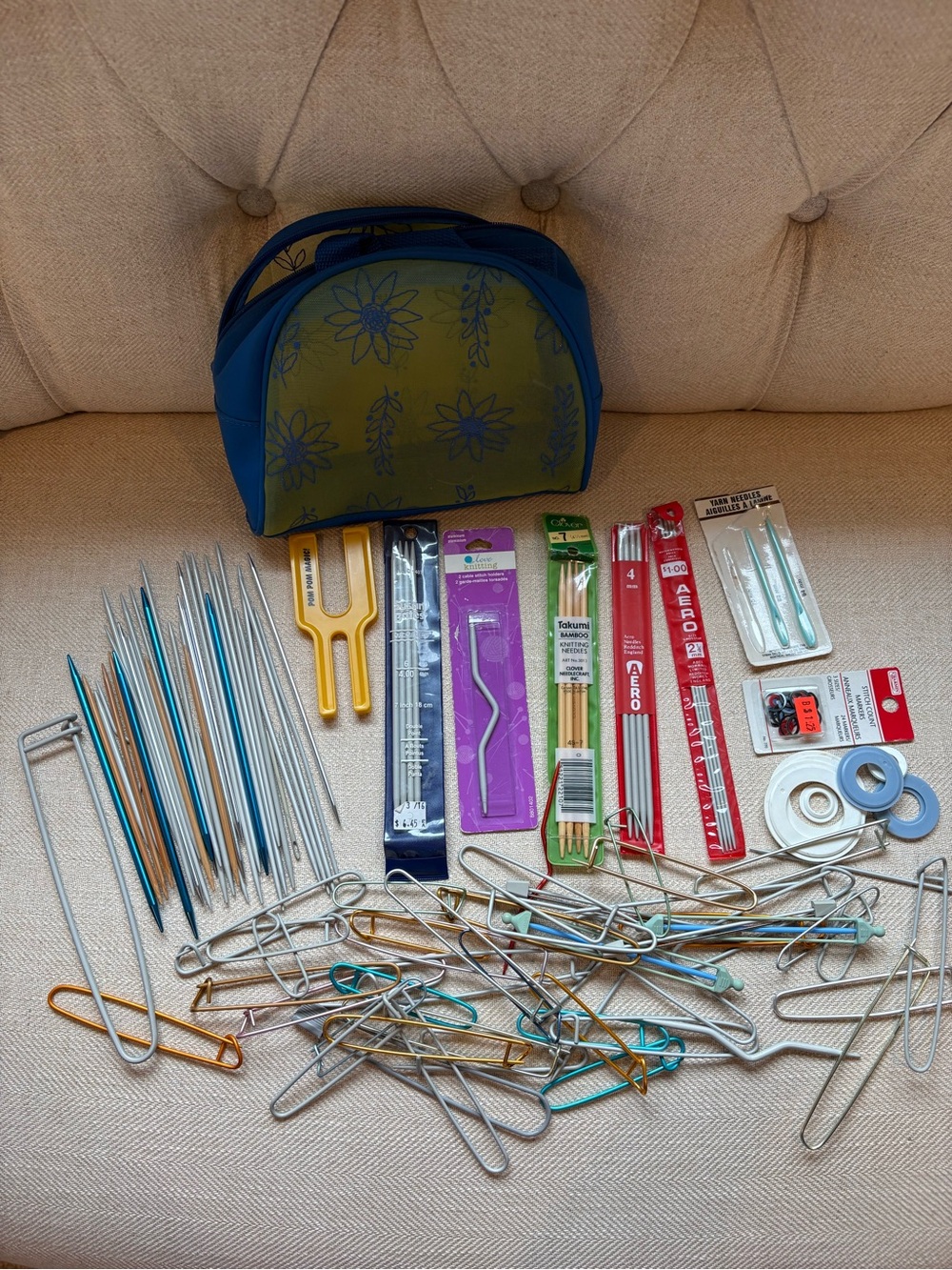 🧶 Knitting Needle & Accessories Lot + Storage Bag – HUGE Bundle!